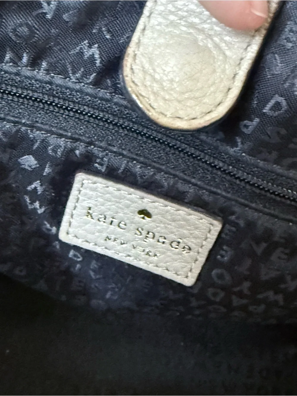 Kate Spade Houston Street Grey Taupe White Two Tone Satchel Handbag